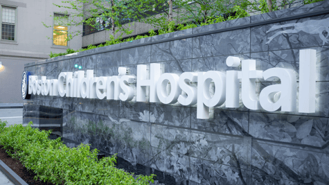Signage on hospital wall