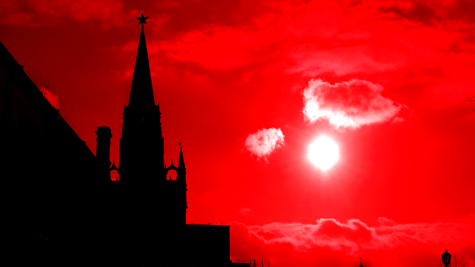 Kremlin tower under red skies