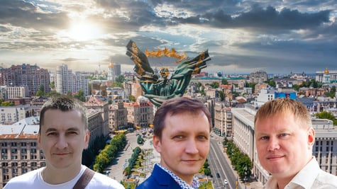 three man in from of maidan square