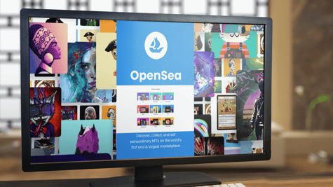 OpenSea logo seen on a screen