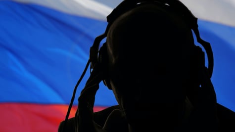 Russian agent, Russian flag background