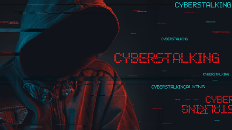 Hooded figure against digital screen background