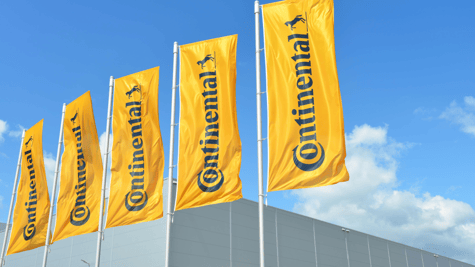Continental flags atop company building in Germany