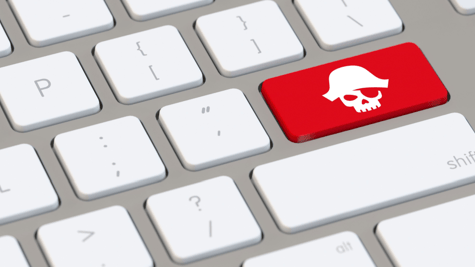 Jolly Roger pirate symbol on keyboard