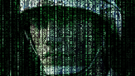 Digital soldier represented in binary abstract