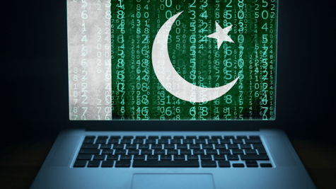 Pakistani flag on laptop screen
