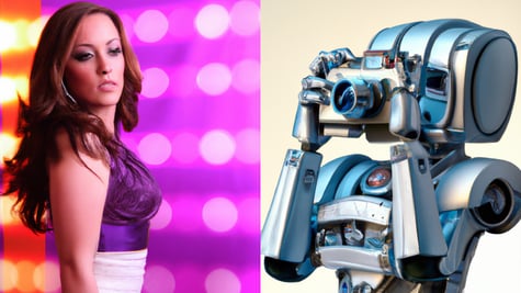 Robot taking picture of a model