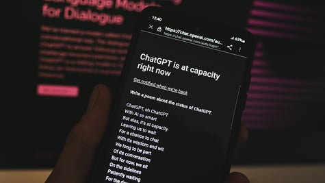 ChatGPT at capacity seen on a smartphone