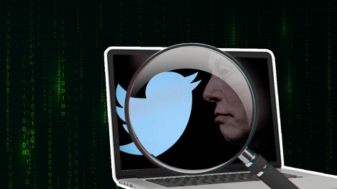 Twitter logo and Elon Musk