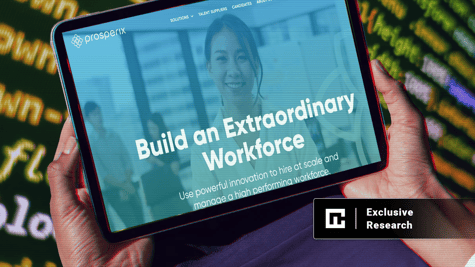 Screenshot of Prosperix website, code in the background