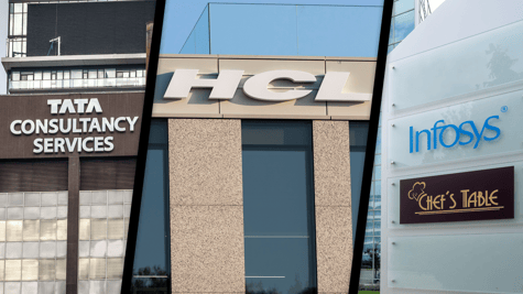 Tata consultancy, HCL, and Infosys logos