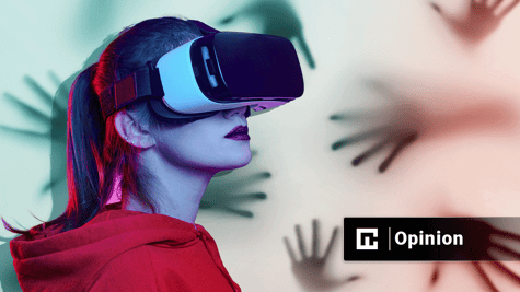 Woman scared in the metaverse