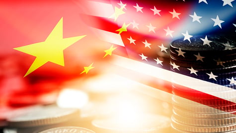 China and US flags