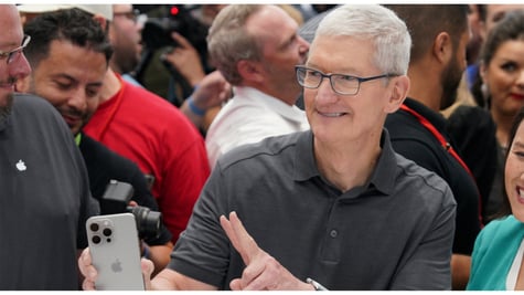 Tim Cook holds iPhone
