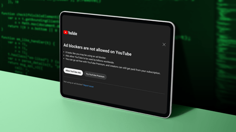 Ad blockers wall on Youtube