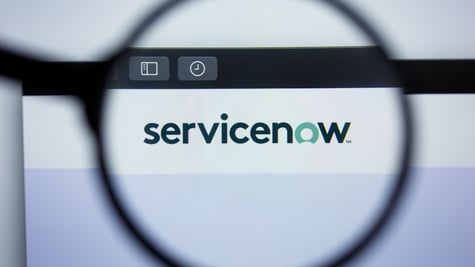 ServiceNow logo under magnifying glass