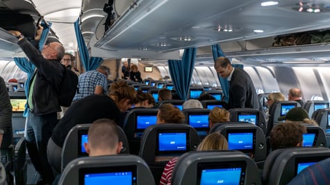 Inside of the passenger plane