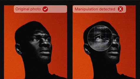 Two near identical images of a man but one is doctored
