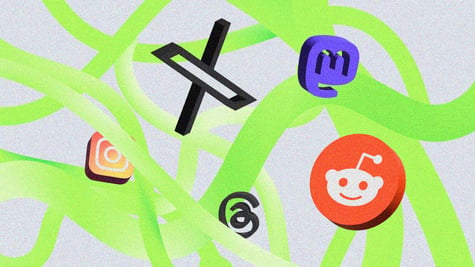 Modern art style collage of social media logos