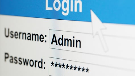 Log-in box on computer screen of admin, credential stuffing