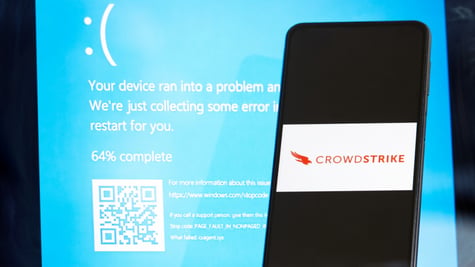 CrowdStrike logo and BSOD
