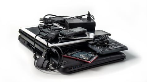 pile of black electronics
