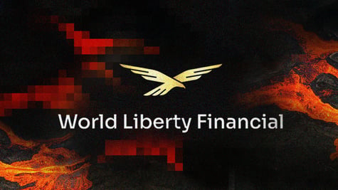 A logo of world liberty financial in flames