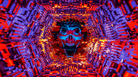 Evil artificial intelligence skull