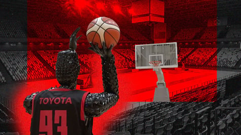robot playing basketball