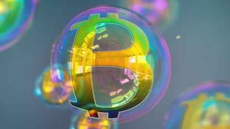 bitcoin sign in a soap bubble