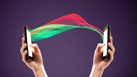Two phones connected by data stream