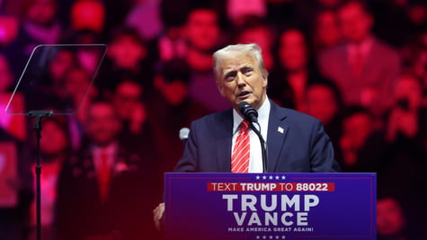 Donald Trump speaks at his victory rally
