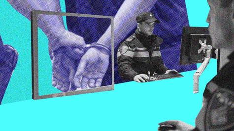 Police arrest youth in handcuffs