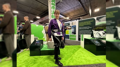 Konstancija trying exoskeleton CES 2025