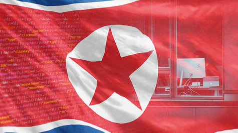 North Korean Flag near office.