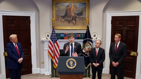 Sam Altman speaks during a news conference in the White House