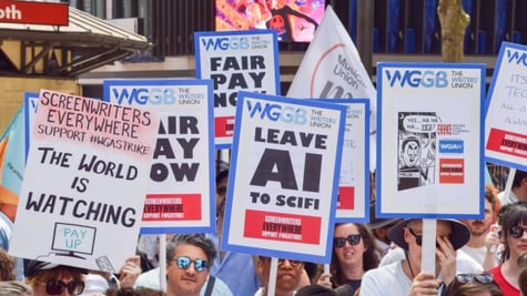AI protest march.