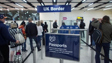Passport control at Gatwick Airport