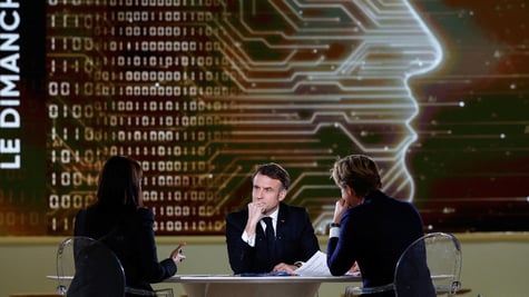French President Emmanuel Macron discussing artificial intelligence (AI)