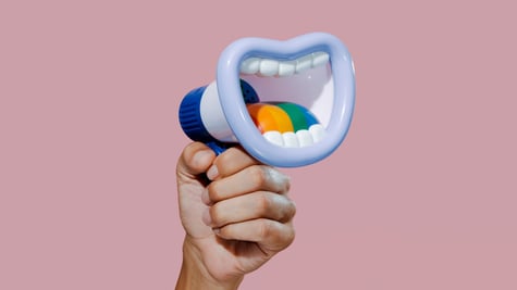 Mouth shaped megaphone