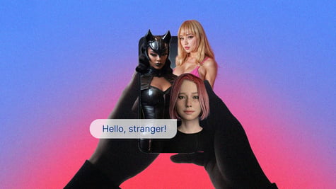 Three AI beauty bots chatting to a user.