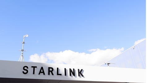 Starlink office and a blue sky.
