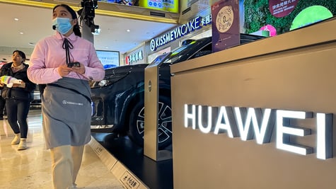 Huawei stand with logo