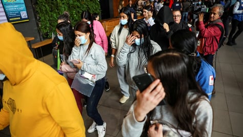 Group of migrants deported from the United States arriving at Colombia