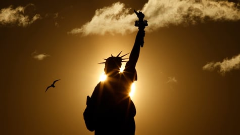 Statue of Liberty in New York City during sunrise