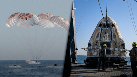 Stranded astronauts return to Earth