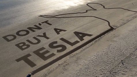 Don't buy a Tesla protest against Elon Musk in Wales