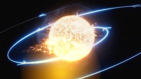 A planet throwing itself into a star.