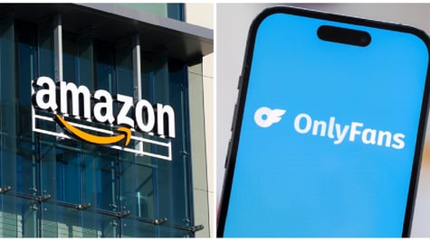 Amazon and OnlyFans logos