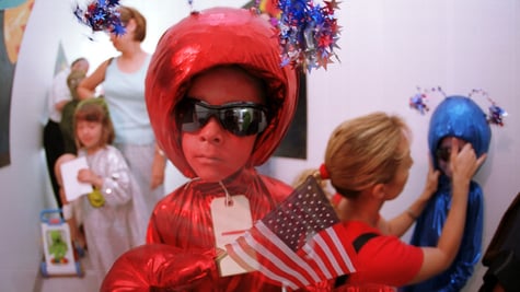 Kids dressing up as aliens.